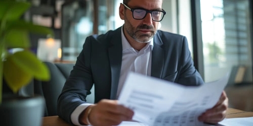 A man reviewing the details of a property documents